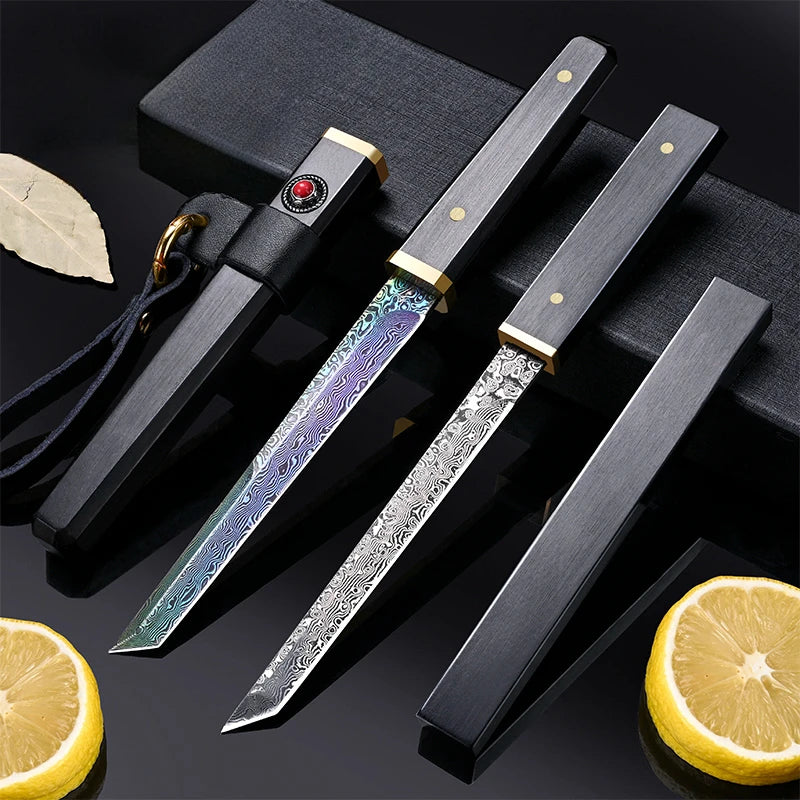 Damascus knife, sharp fruit knife, household high-end stainless steel small knife, high hardness portable melon and fruit knife