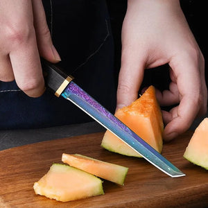 Damascus knife, sharp fruit knife, household high-end stainless steel small knife, high hardness portable melon and fruit knife