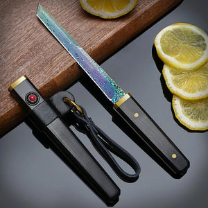 Damascus knife, sharp fruit knife, household high-end stainless steel small knife, high hardness portable melon and fruit knife